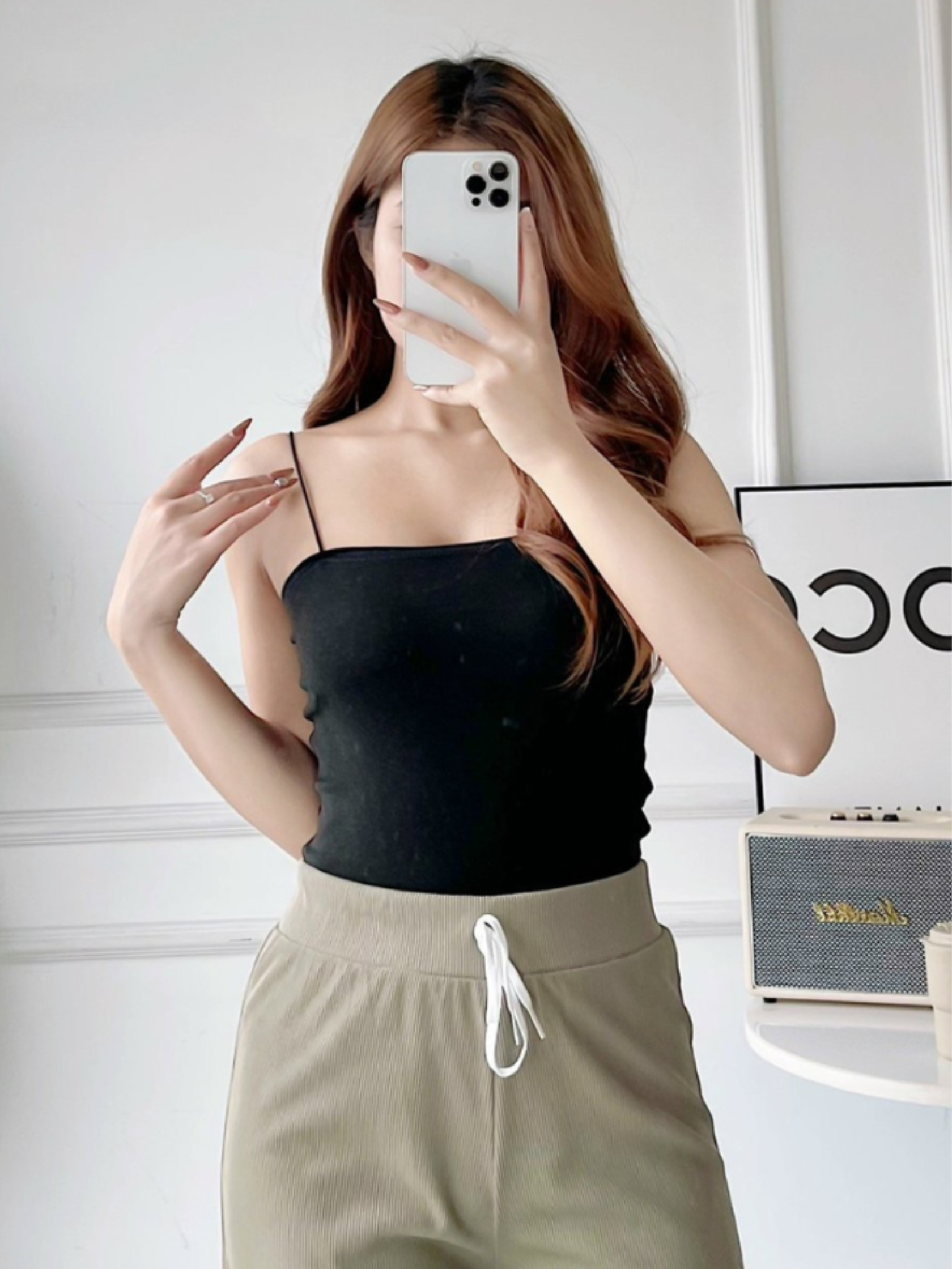 Áo hai dây nữ ôm body chất liệu cotton dày dặn co dãn AHD01