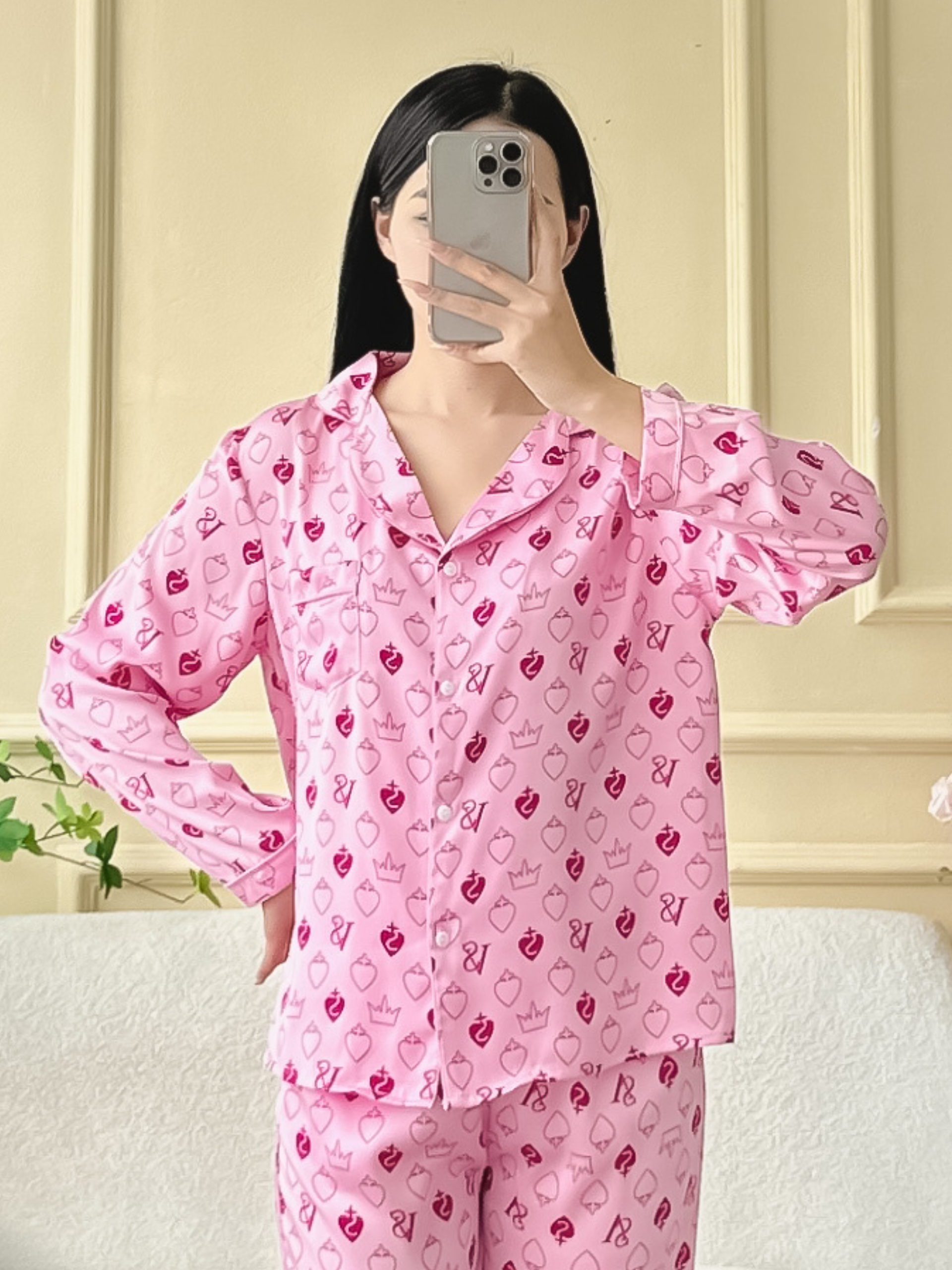 Đồ bộ ngủ nữ thu đông pijama tay dài quần dài lụa latin Việt Nam cao cấp Zen Me Women’s World PJDD1223