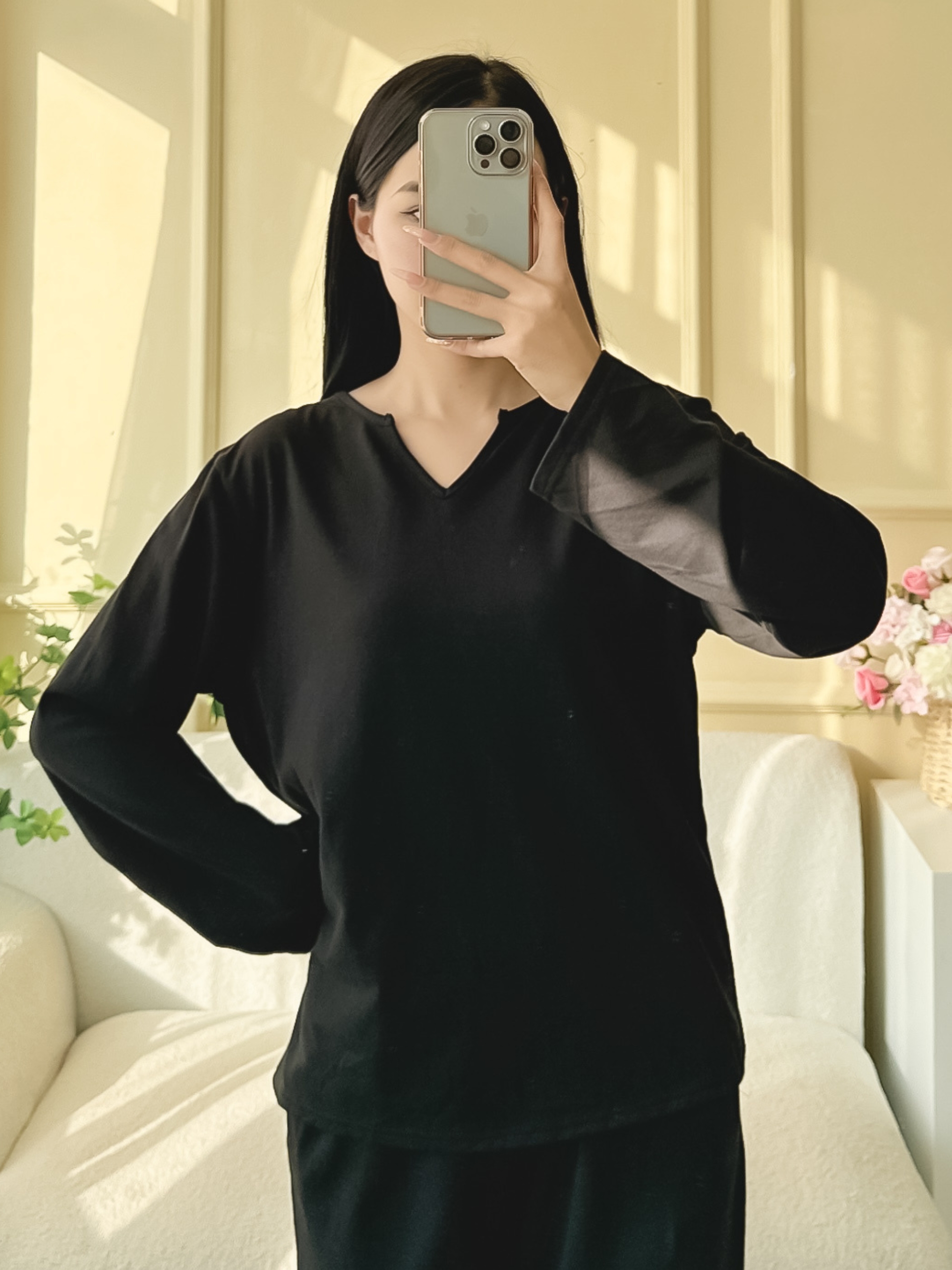 Đồ Bộ Ngủ Mặc Nhà Cổ Xẻ Form Rộng Chất Liệu Cotton Đũi Thoáng Mát BDX1223, Zen Me Women's World